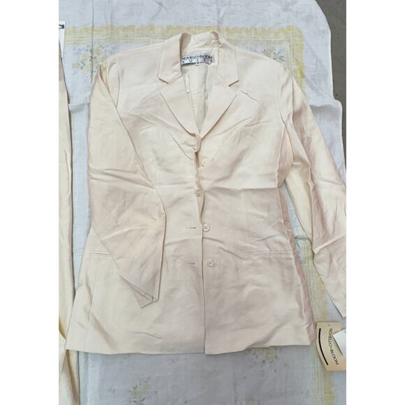 Noviello Bloom Silk 2‑Piece Pant Suit Size 8 Ivory Blush Made in USA Womens - Picture 2 of 16